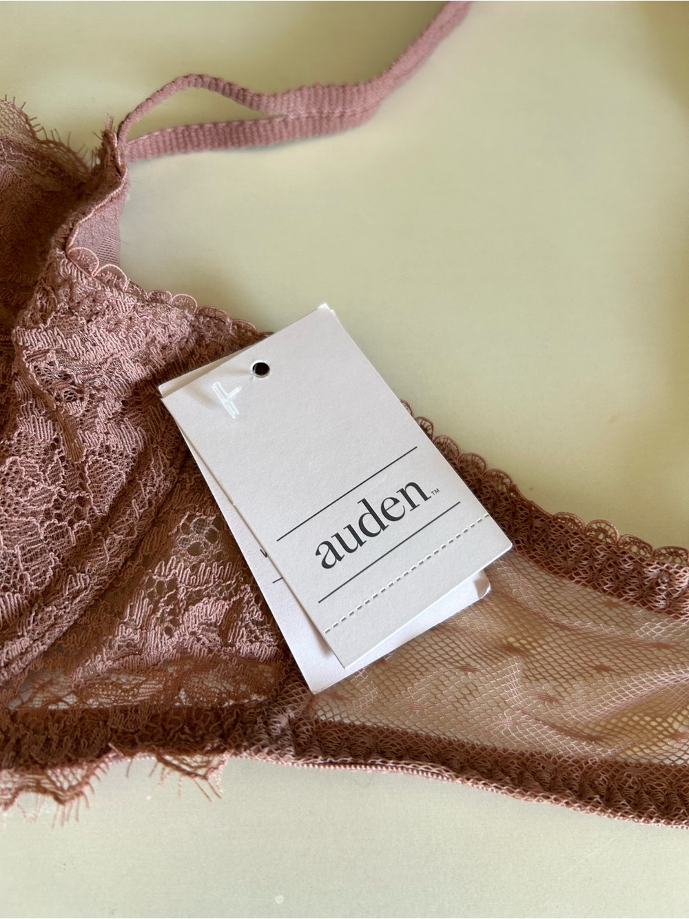 Auden Sheer Lace Bralette in Dusty Rose